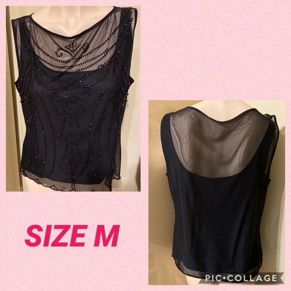 Tops - SEQUIN BLACK TOP AS SHOWN SIZE M🛍WORN ONCE🛍